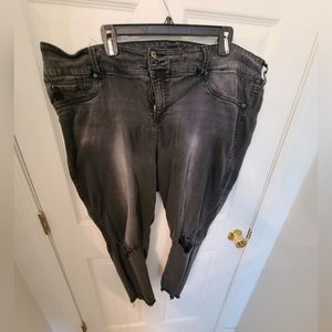 Torrid Size 26 black faded cut off distressed 3 button denim jeans